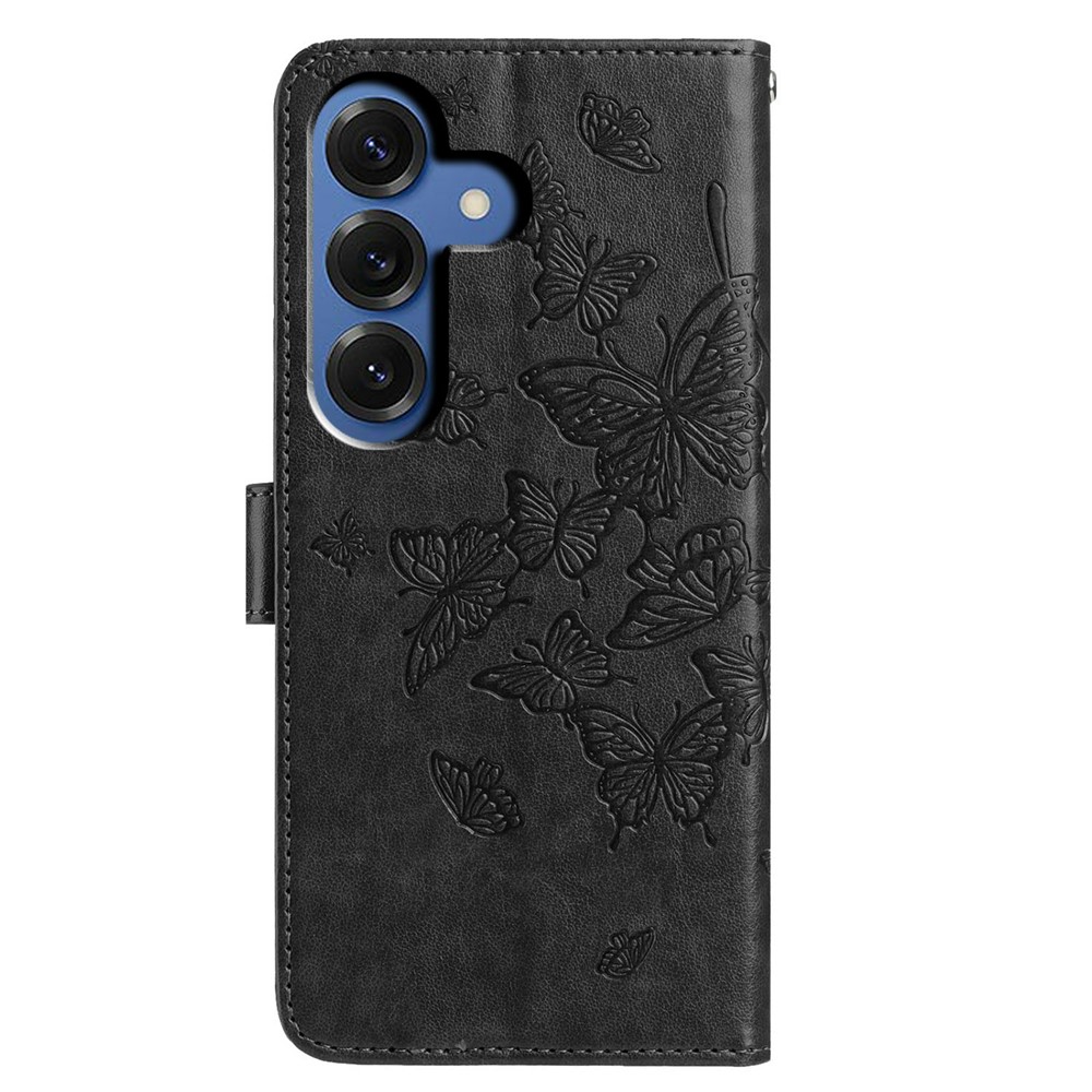  Samsung Galaxy S26 Fodral Fjäril Tryck Svart - Teknikhallen.se