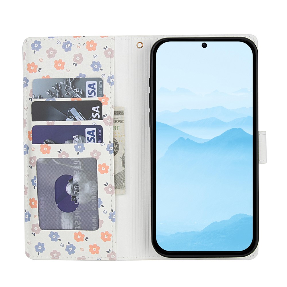  Samsung Galaxy S26 Fodral Rhombus Läder Blommor Vit - Teknikhallen.se