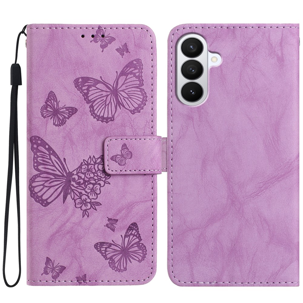  Samsung Galaxy S26 Fodral Fjäril Tryck Lila - Teknikhallen.se