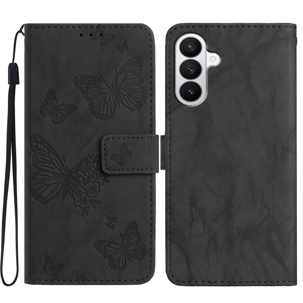  Samsung Galaxy S26 Fodral Fjäril Tryck Svart - Teknikhallen.se
