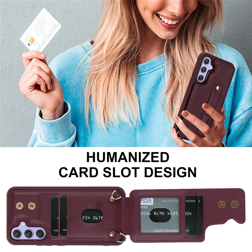  Samsung Galaxy S26 Skal Multifunktionellt Läder Vinröd - Teknikhallen.se