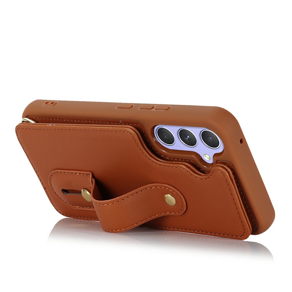  Samsung Galaxy S26 Skal Multifunktionellt Läder Brun - Teknikhallen.se