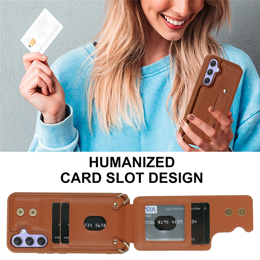  Samsung Galaxy S26 Skal Multifunktionellt Läder Brun - Teknikhallen.se