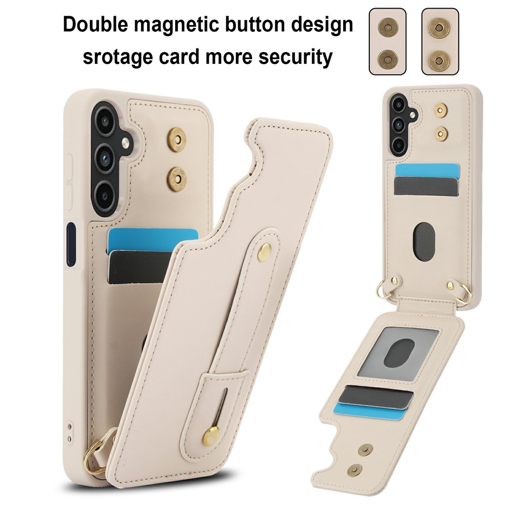  Samsung Galaxy S26 Skal Multifunktionellt Läder Beige - Teknikhallen.se