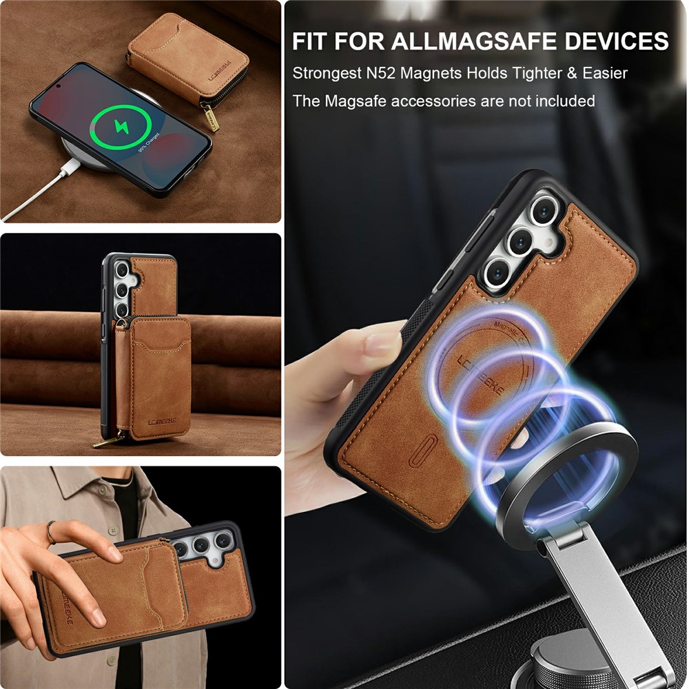 LC.IMEEKE LC.IMEEKE Galaxy S26 Skal Avtagbar Korthållare Brun - Teknikhallen.se