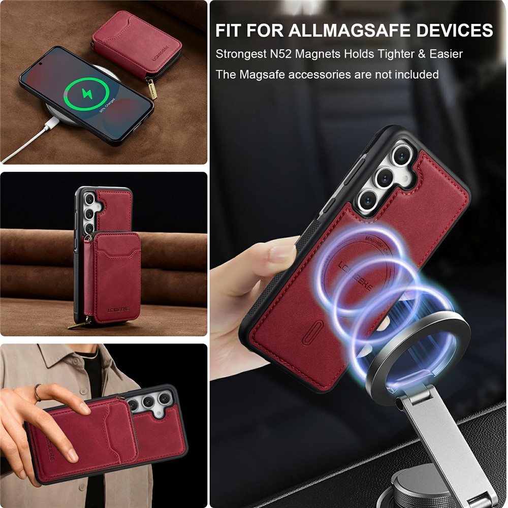 LC.IMEEKE LC.IMEEKE Galaxy S26 Skal Avtagbar Korthållare Röd - Teknikhallen.se