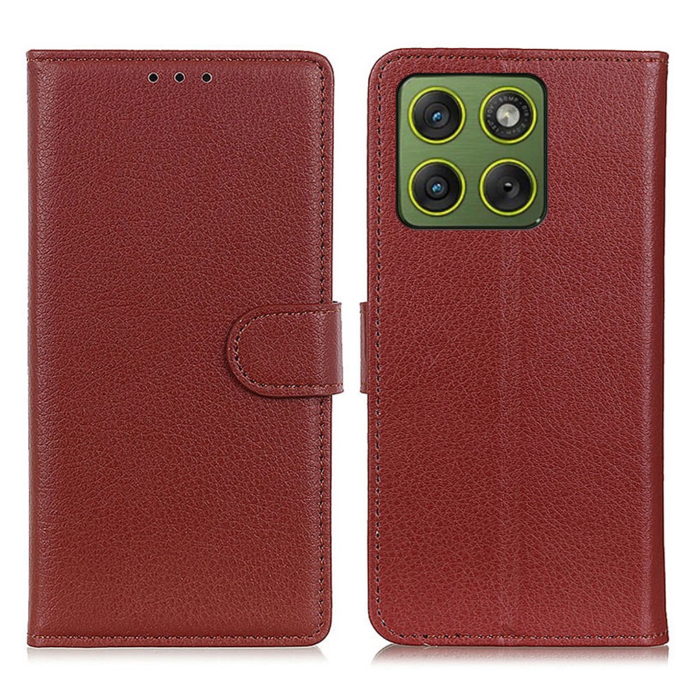  Motorola Edge 70 Fodral Litchi Läder Brun - Teknikhallen.se