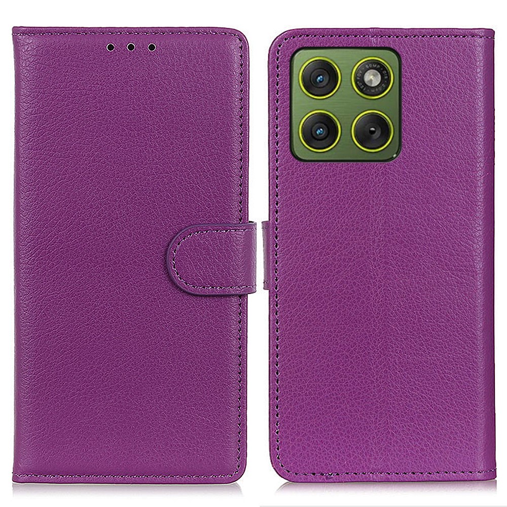  Motorola Edge 70 Fodral Litchi Läder Lila - Teknikhallen.se