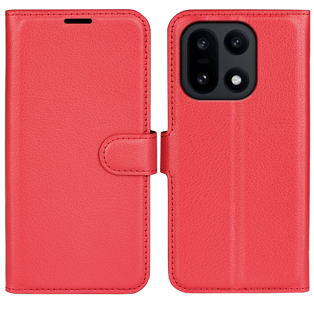  OnePlus 15 Fodral Litchi Läder Röd - Teknikhallen.se