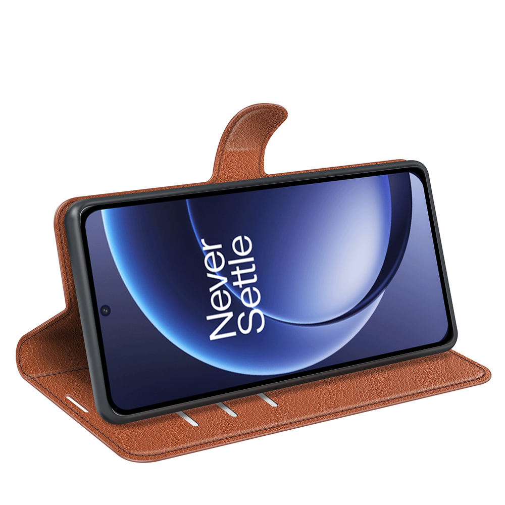  OnePlus 15 Fodral Litchi Läder Brun - Teknikhallen.se