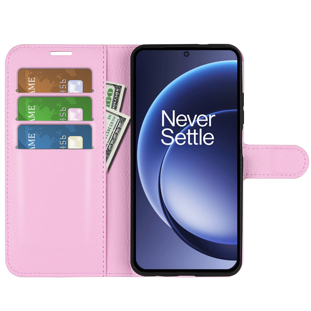  OnePlus 15 Fodral Litchi Läder Ljus Rosa - Teknikhallen.se