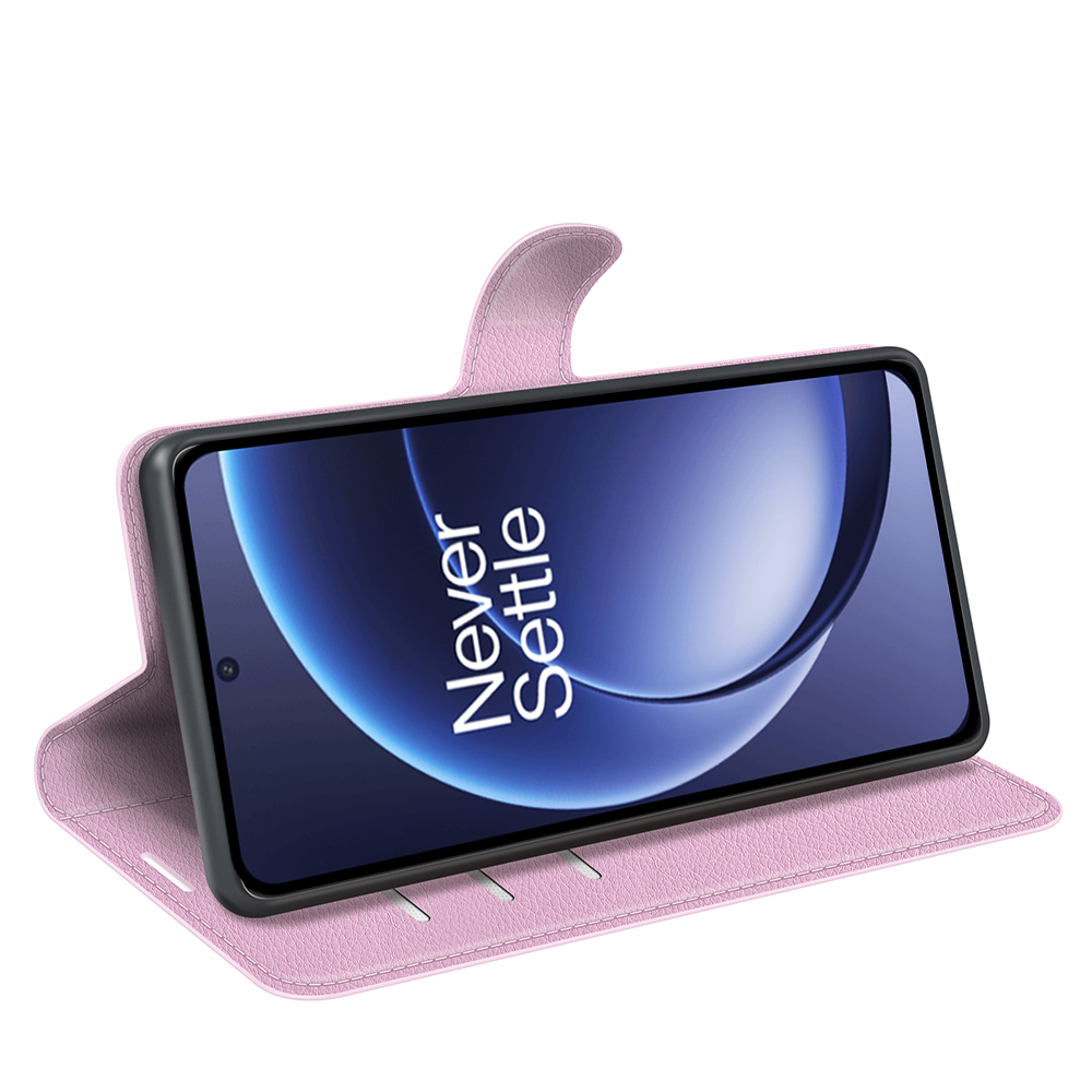  OnePlus 15 Fodral Litchi Läder Ljus Rosa - Teknikhallen.se