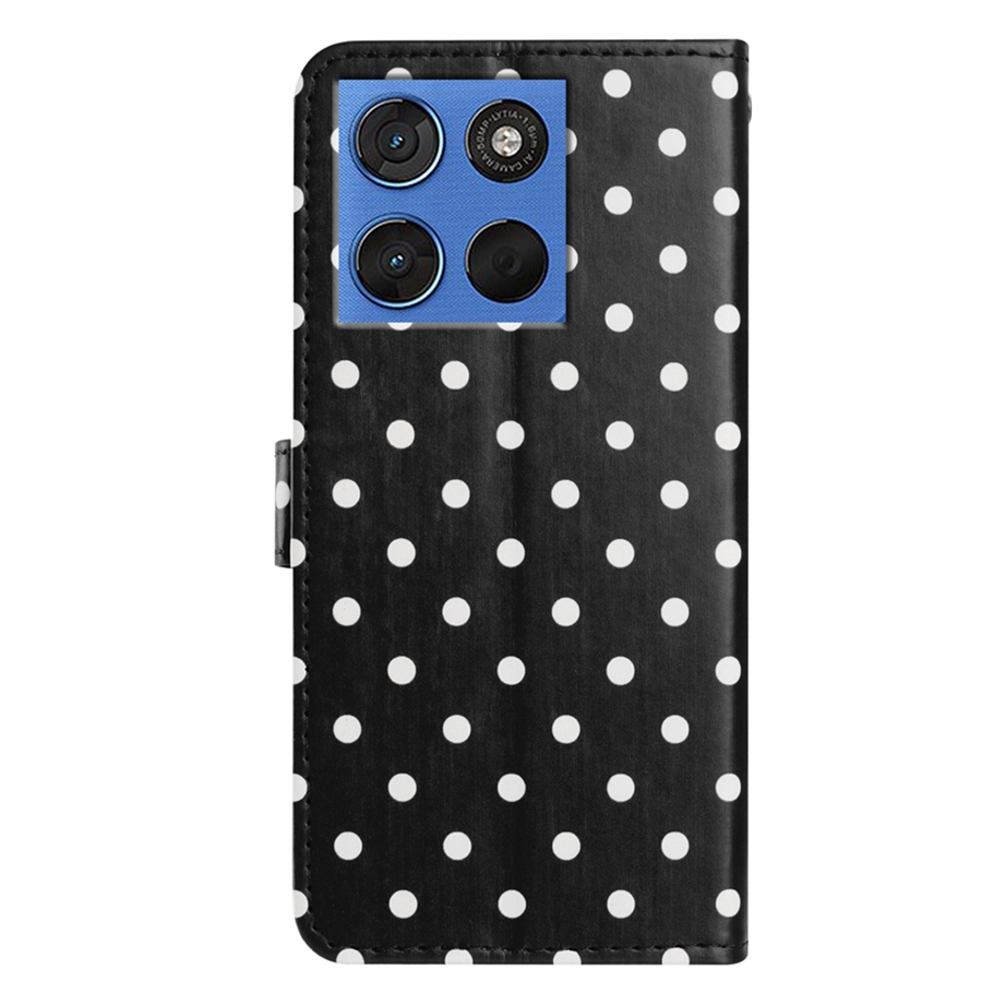  Motorola Edge 70 Fodral Polka Dot Läder Svart / Vit - Teknikhallen.se