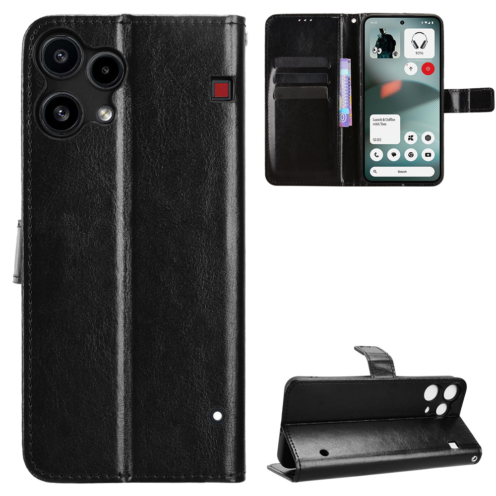  Nothing Phone 3a Lite Fodral Crazy Horse Läder Svart - Teknikhallen.se