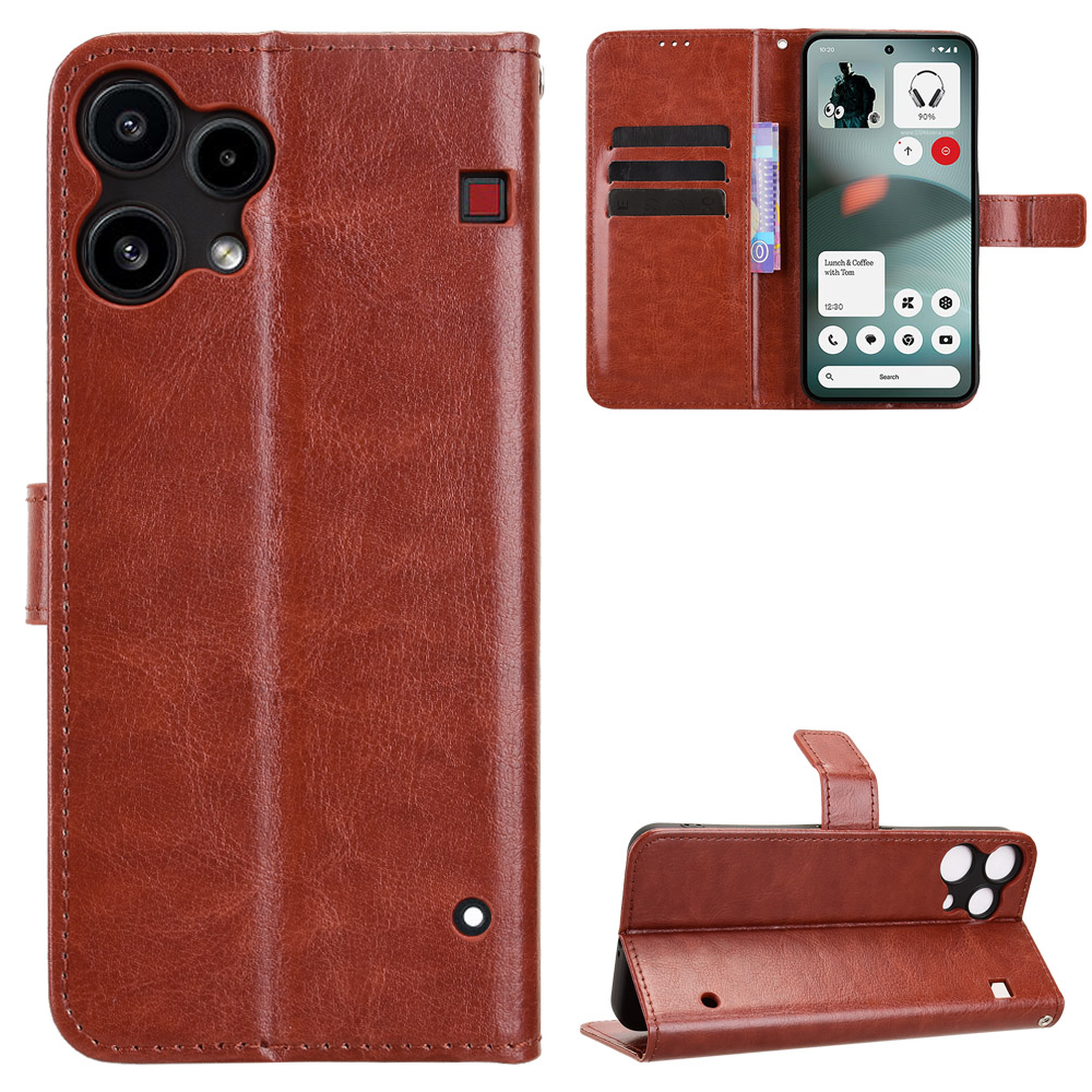  Nothing Phone 3a Lite Fodral Crazy Horse Läder Brun - Teknikhallen.se