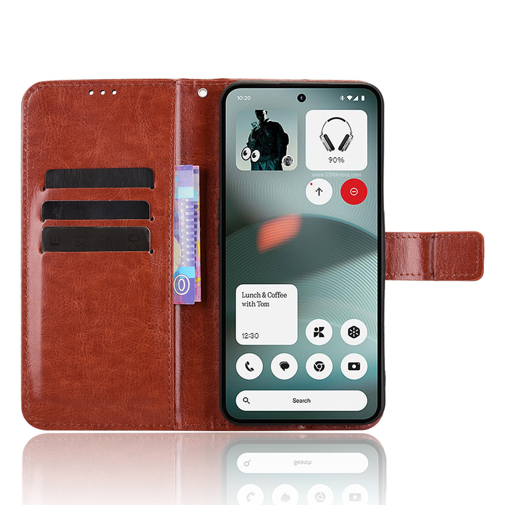  Nothing Phone 3a Lite Fodral Crazy Horse Läder Brun - Teknikhallen.se