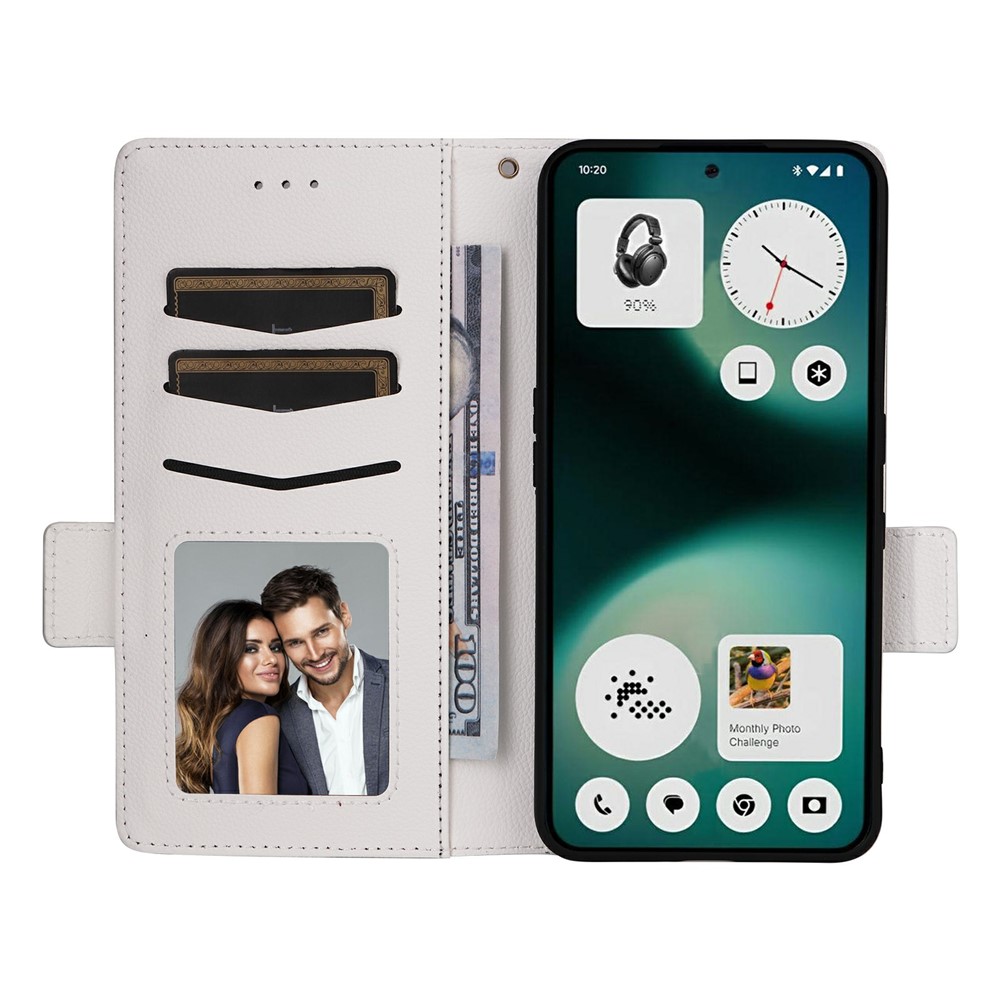  Nothing Phone 3a Lite Fodral Litchi Läder Vit - Teknikhallen.se