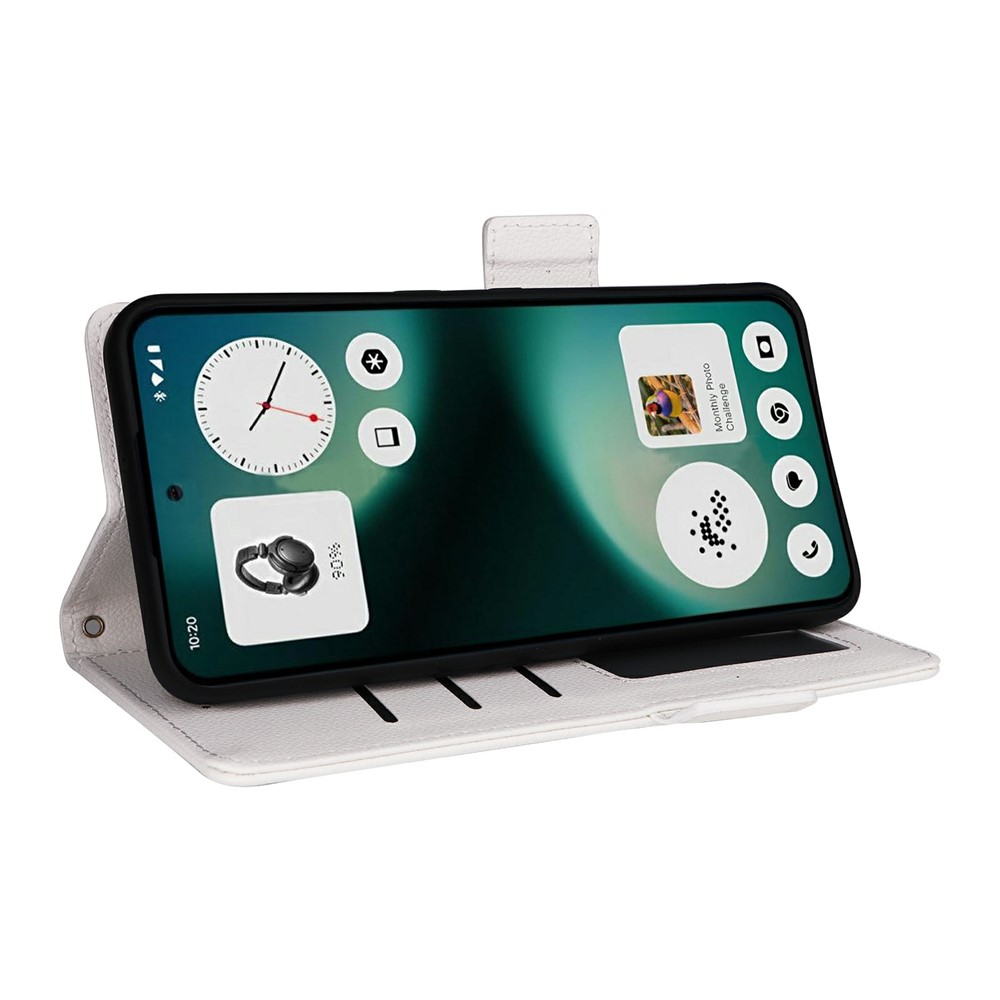  Nothing Phone 3a Lite Fodral Litchi Läder Vit - Teknikhallen.se