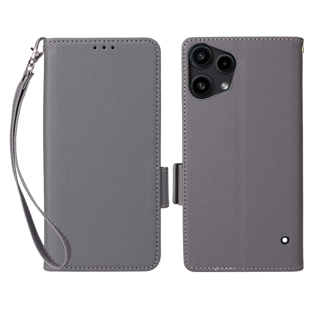  Nothing Phone 3a Lite Fodral Litchi Läder Grå - Teknikhallen.se