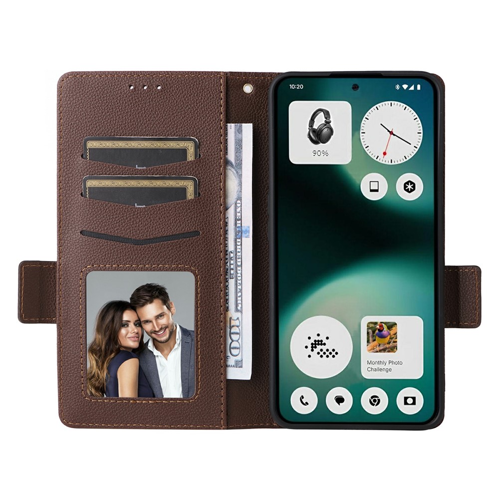  Nothing Phone 3a Lite Fodral Litchi Läder Brun - Teknikhallen.se