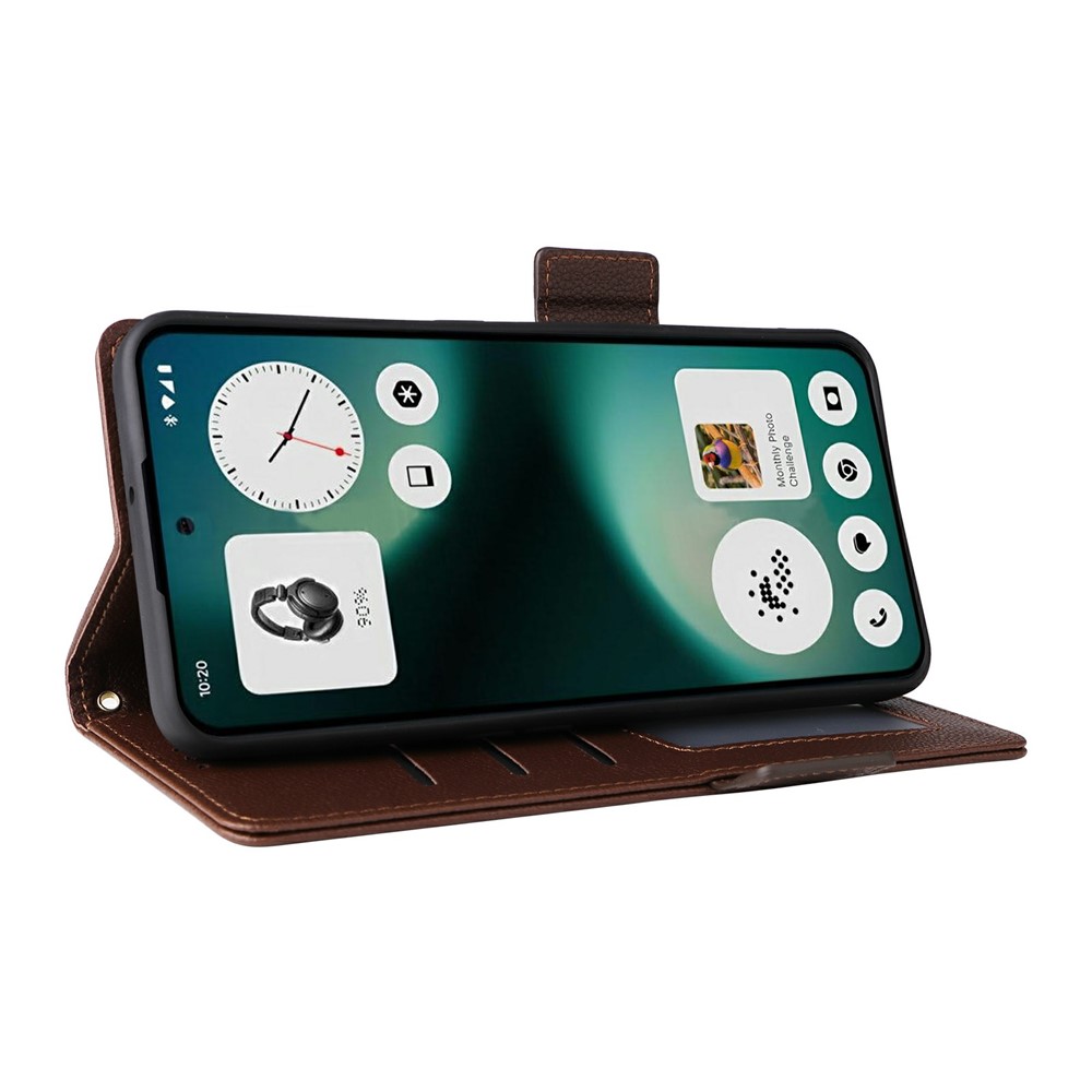  Nothing Phone 3a Lite Fodral Litchi Läder Brun - Teknikhallen.se