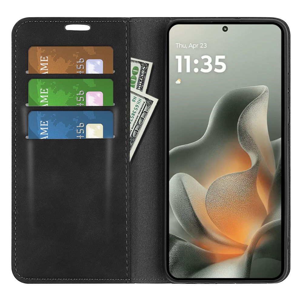  Motorola Edge 70 Fodral Flip Skin Touch Läder Svart - Teknikhallen.se
