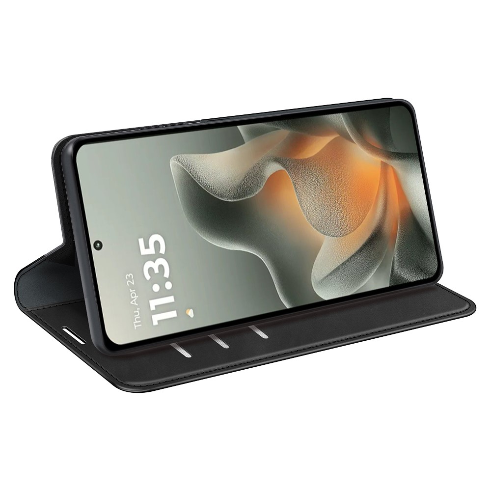  Motorola Edge 70 Fodral Flip Skin Touch Läder Svart - Teknikhallen.se