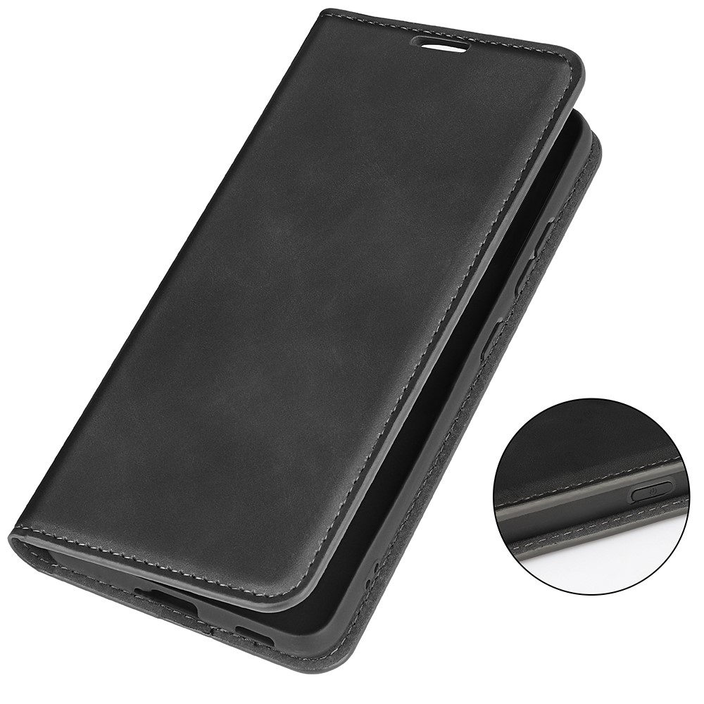  Motorola Edge 70 Fodral Flip Skin Touch Läder Svart - Teknikhallen.se