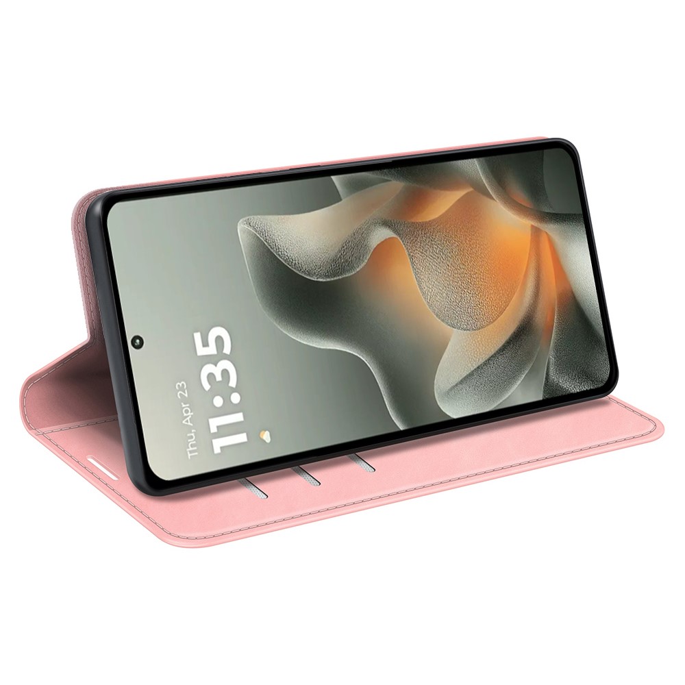  Motorola Edge 70 Fodral Flip Skin Touch Läder Rosa - Teknikhallen.se