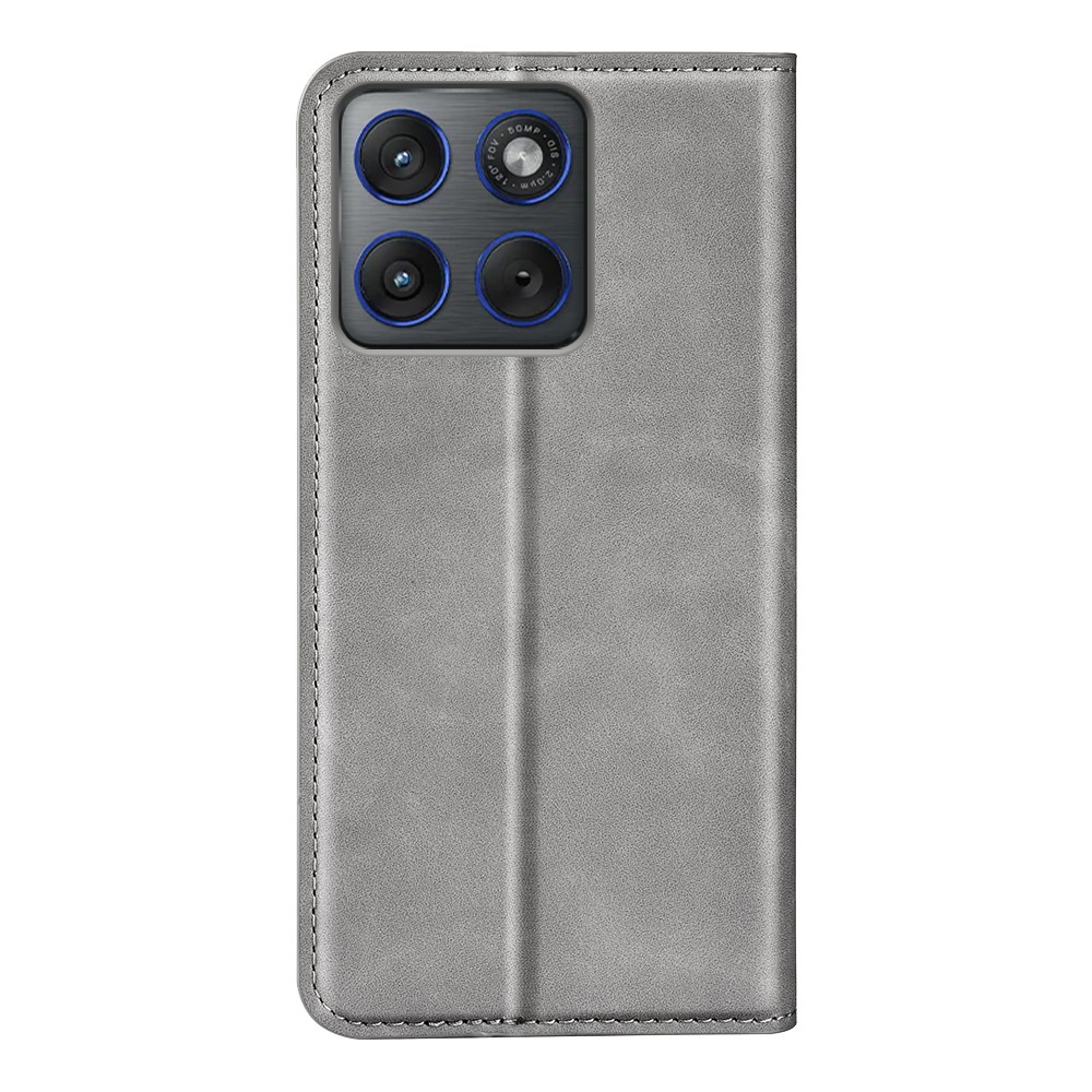  Motorola Edge 70 Fodral Flip Skin Touch Läder Grå - Teknikhallen.se