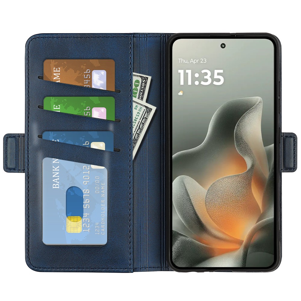  Motorola Edge 70 Fodral Läder Blå - Teknikhallen.se