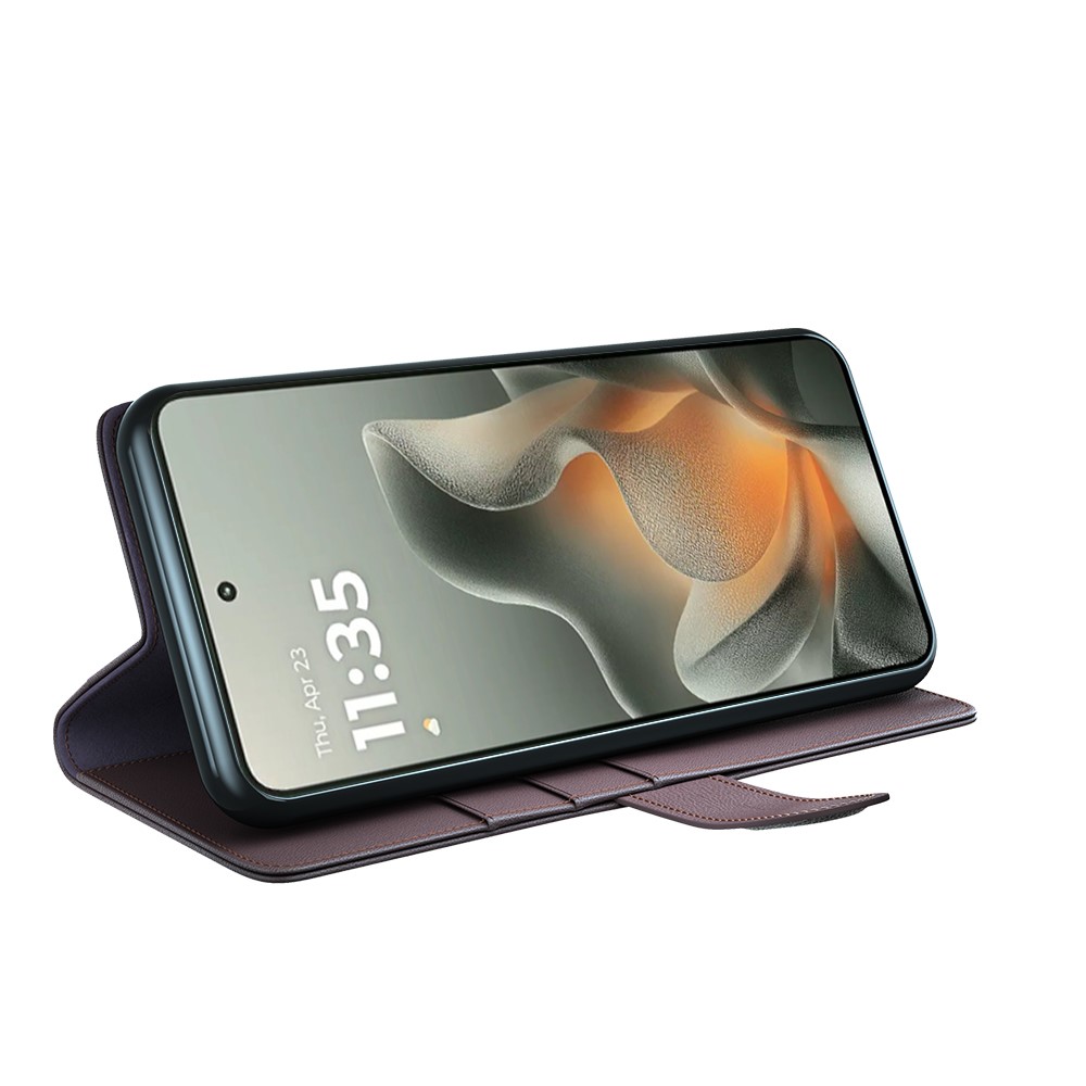  Motorola Edge 70 Fodral Premium Äkta Läder Brun - Teknikhallen.se