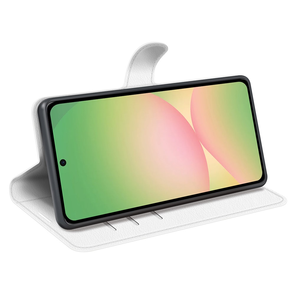  Samsung Galaxy A57 5G Fodral Litchi Läder Vit - Teknikhallen.se
