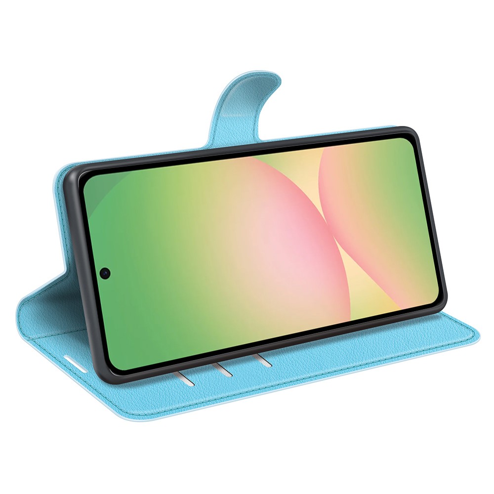  Samsung Galaxy A57 5G Fodral Litchi Läder Blå - Teknikhallen.se