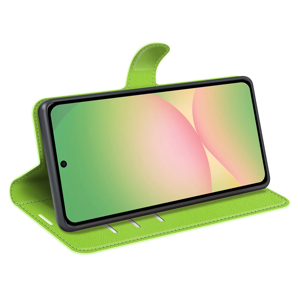  Samsung Galaxy A57 5G Fodral Litchi Läder Grön - Teknikhallen.se