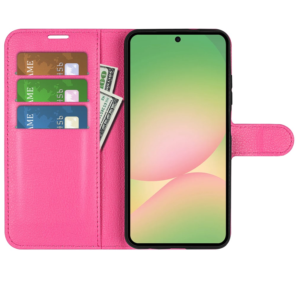  Samsung Galaxy A57 5G Fodral Litchi Läder Rosa - Teknikhallen.se