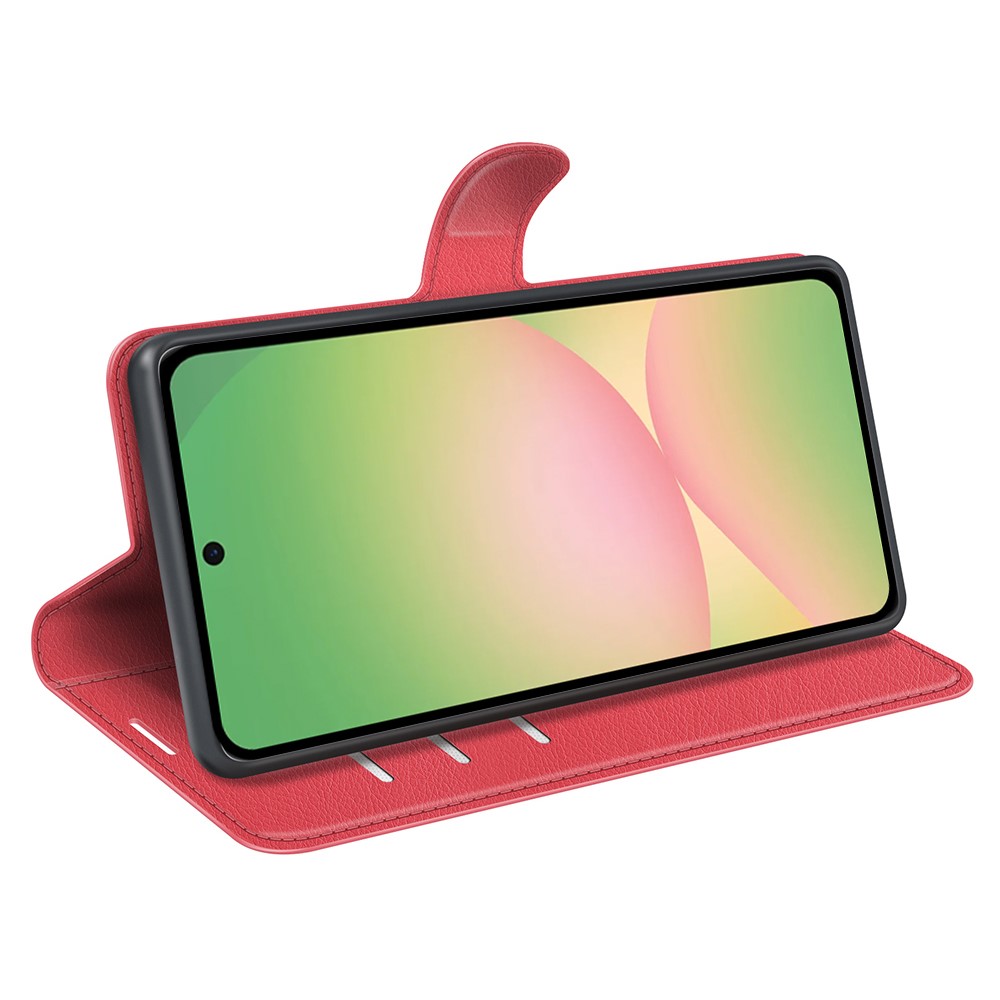  Samsung Galaxy A57 5G Fodral Litchi Läder Röd - Teknikhallen.se