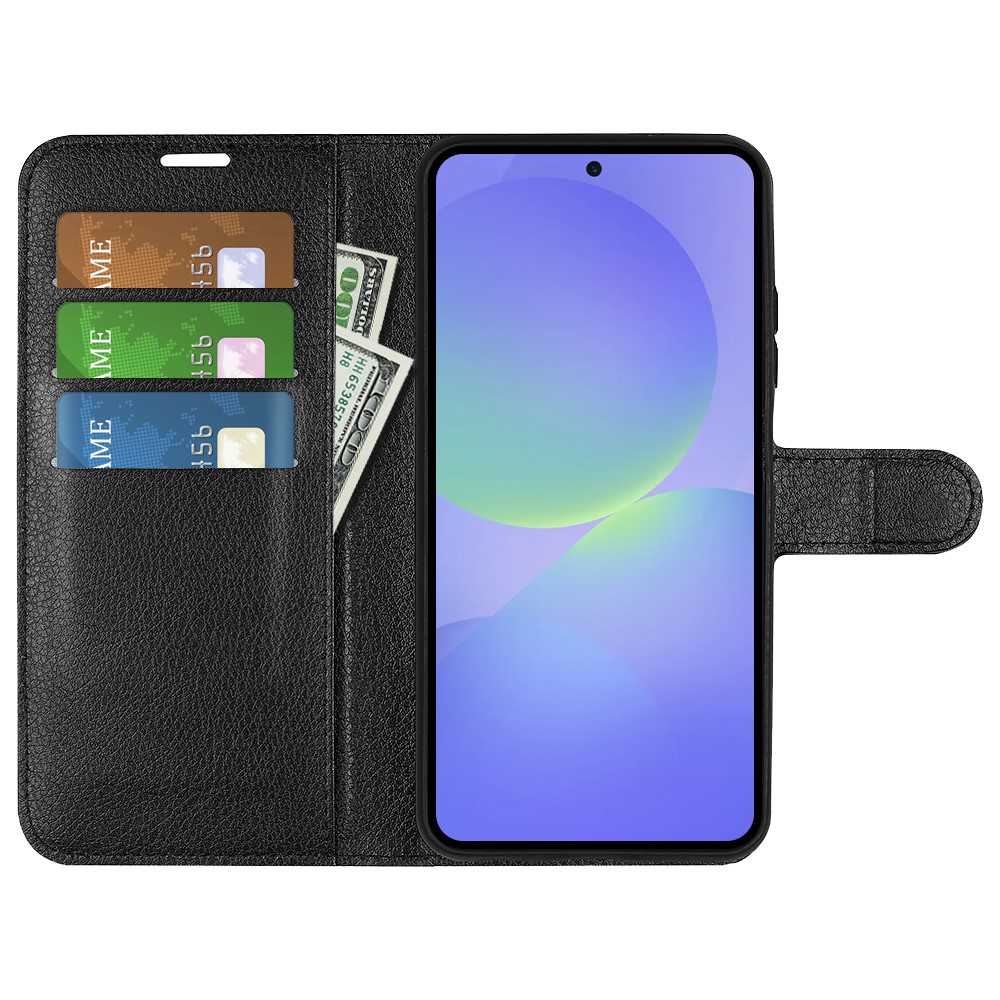  Samsung Galaxy A37 5G Fodral Litchi Läder Svart - Teknikhallen.se
