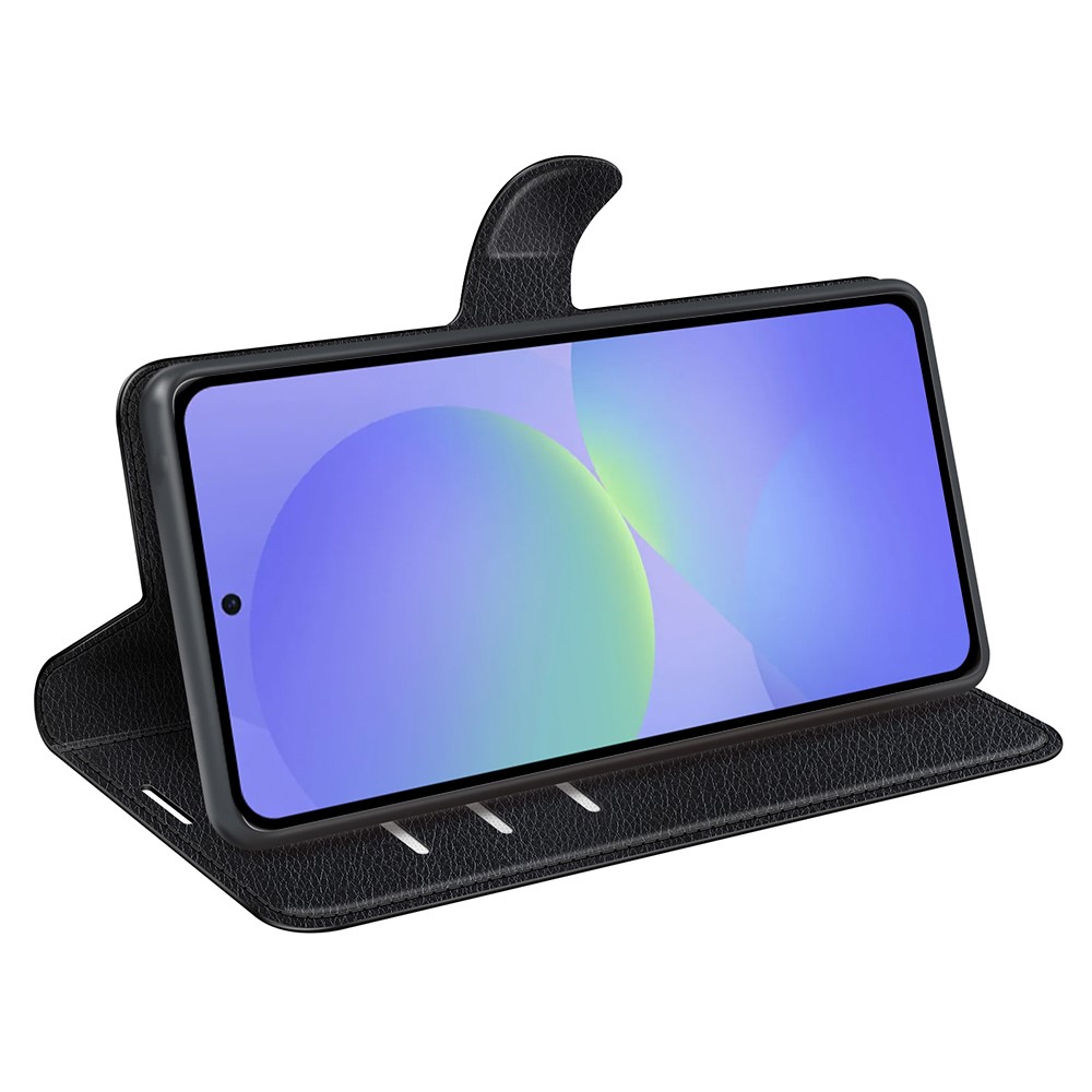  Samsung Galaxy A37 5G Fodral Litchi Läder Svart - Teknikhallen.se