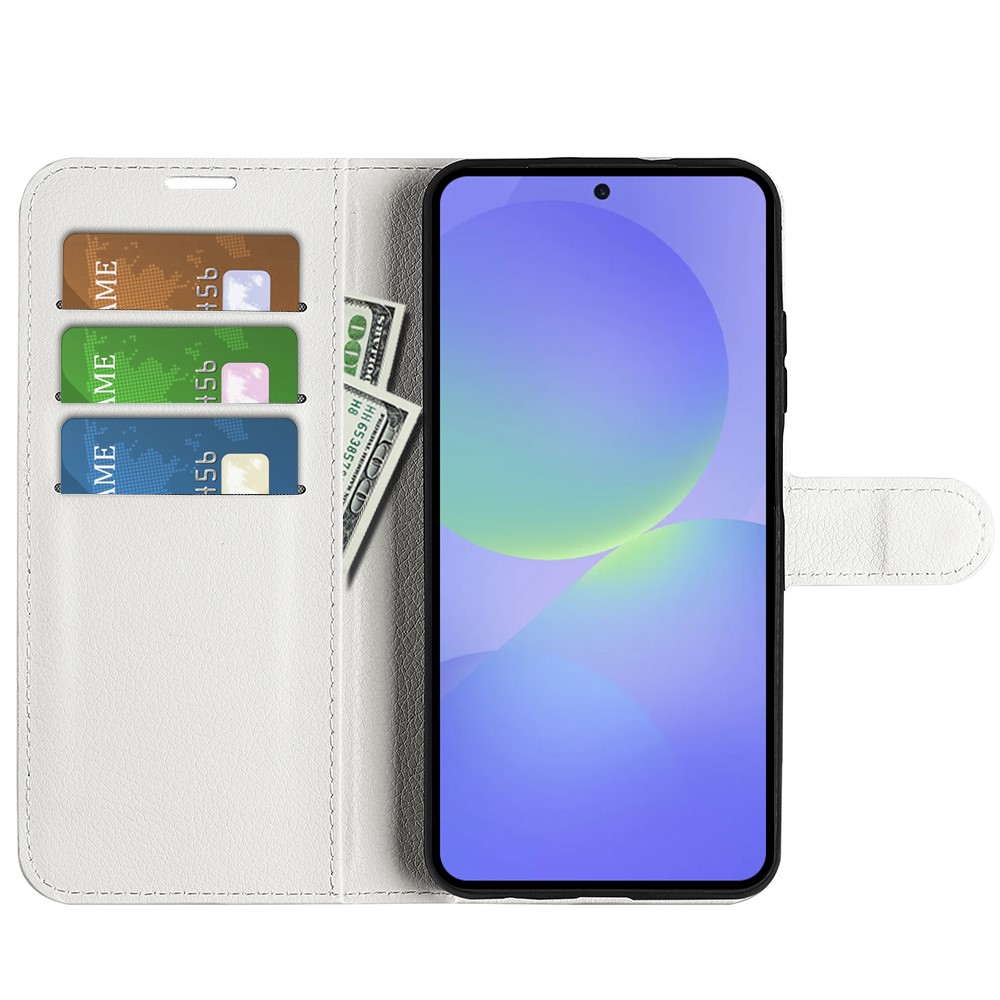  Samsung Galaxy A37 5G Fodral Litchi Läder Vit - Teknikhallen.se