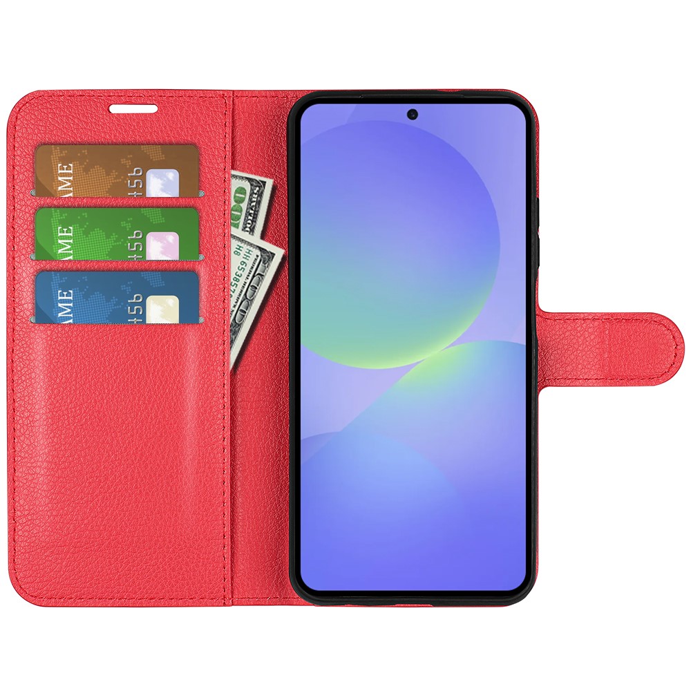  Samsung Galaxy A37 5G Fodral Litchi Läder Röd - Teknikhallen.se