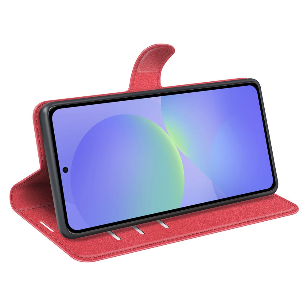  Samsung Galaxy A37 5G Fodral Litchi Läder Röd - Teknikhallen.se