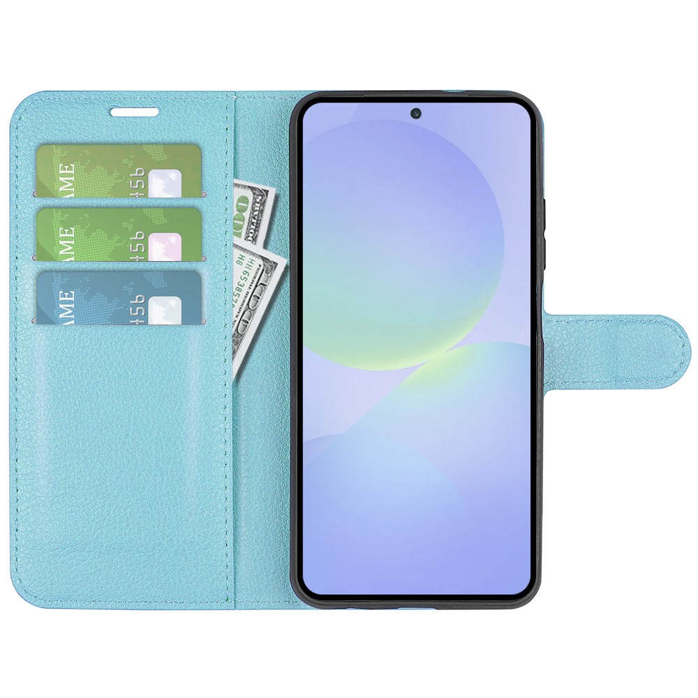  Samsung Galaxy A37 5G Fodral Litchi Läder Blå - Teknikhallen.se