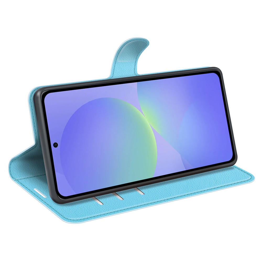  Samsung Galaxy A37 5G Fodral Litchi Läder Blå - Teknikhallen.se