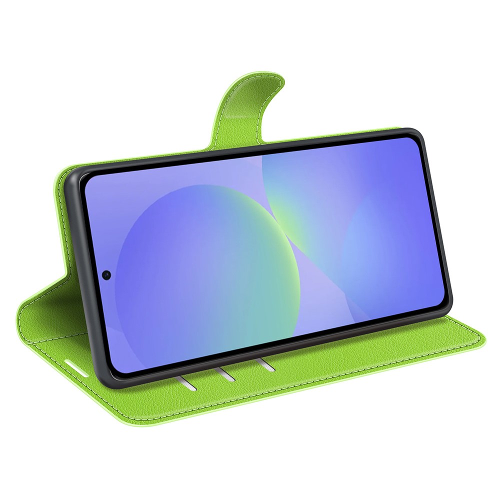  Samsung Galaxy A37 5G Fodral Litchi Läder Grön - Teknikhallen.se