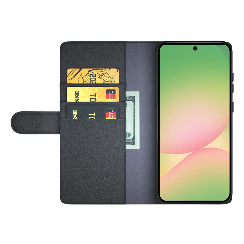  Samsung Galaxy A57 5G Fodral Premium Äkta Läder Svart - Teknikhallen.se