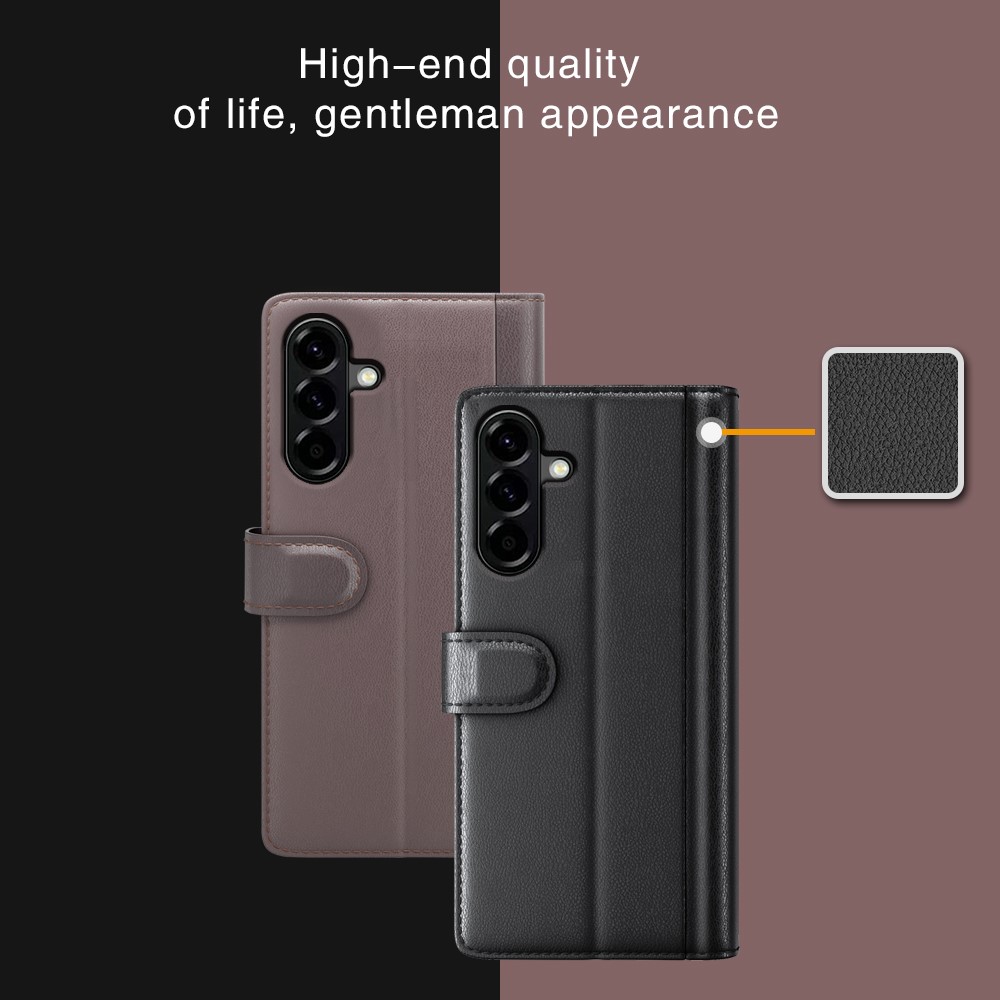  Samsung Galaxy A57 5G Fodral Premium Äkta Läder Svart - Teknikhallen.se