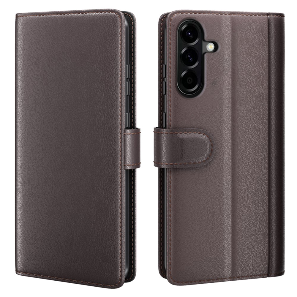  Samsung Galaxy A57 5G Fodral Premium Äkta Läder Brun - Teknikhallen.se