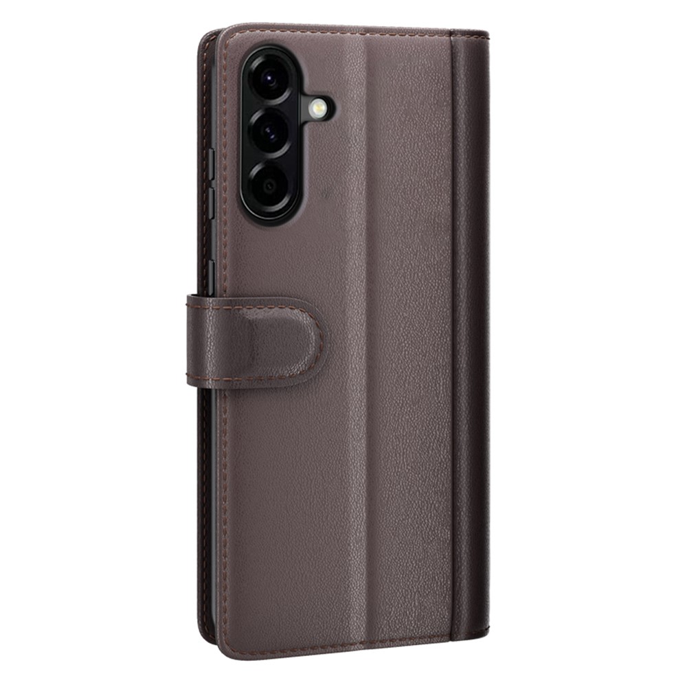  Samsung Galaxy A57 5G Fodral Premium Äkta Läder Brun - Teknikhallen.se