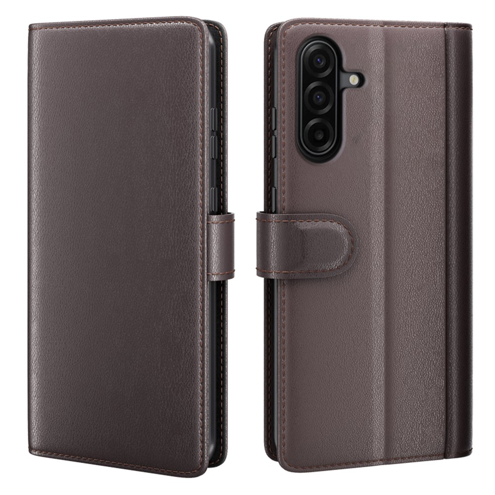  Samsung Galaxy A37 5G Fodral Premium Äkta Läder Brun - Teknikhallen.se